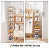 Vertical Plastic Shoe Rack Organizer, Slim Floor Mount Tower Shelf for Entryway and Bedroom, Space-Saving Bracket Shelf for Various Room Types